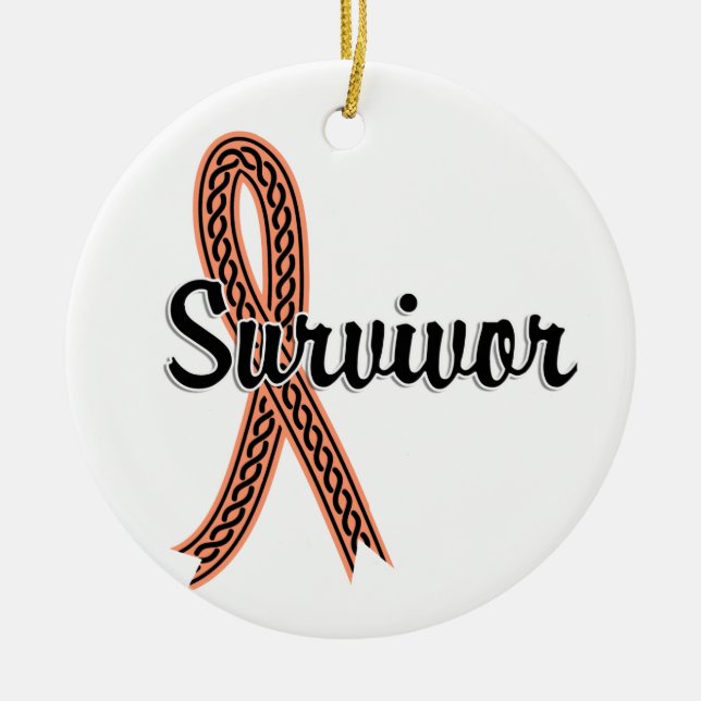 Survivor 17 Uterine Cancer Ceramic Tree Decoration (Front)