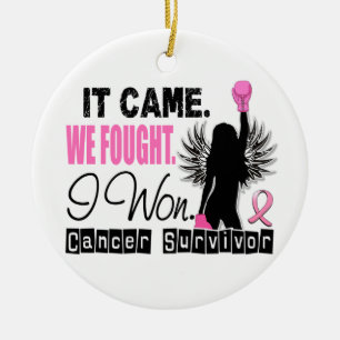 Survivor 22 Breast Cancer Ceramic Tree Decoration