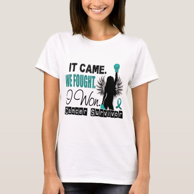 Survivor 22 Ovarian Cancer T-Shirt (Front)