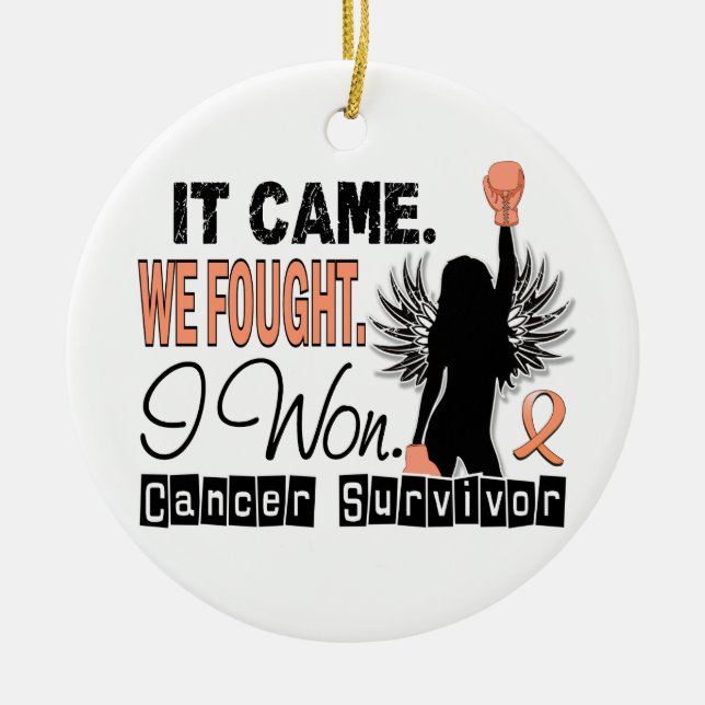 Survivor 22 Uterine Cancer Ceramic Tree Decoration (Front)