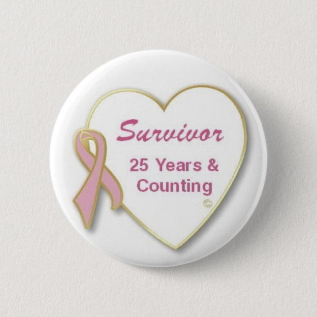 Survivor 25 years and Counting 6 Cm Round Badge (Front)