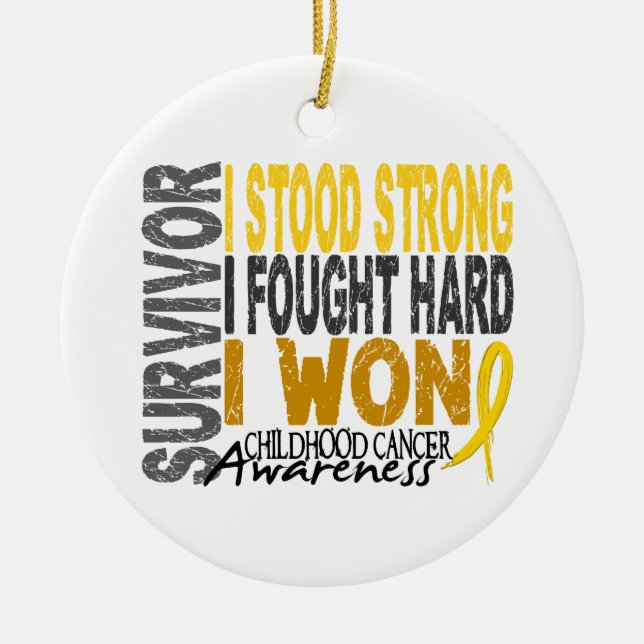 Survivor 4 Childhood Cancer Ceramic Tree Decoration (Front)