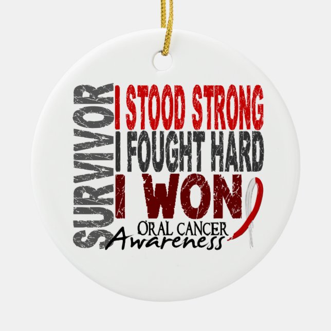Survivor 4 Oral Cancer Ceramic Tree Decoration (Front)