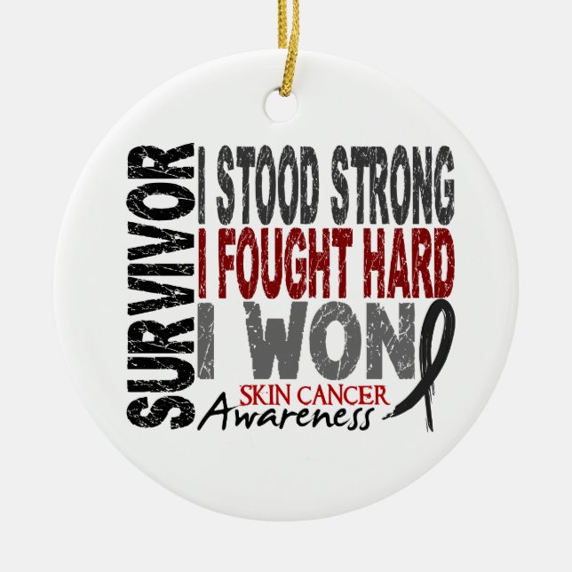 Survivor 4 Skin Cancer Ceramic Tree Decoration (Front)