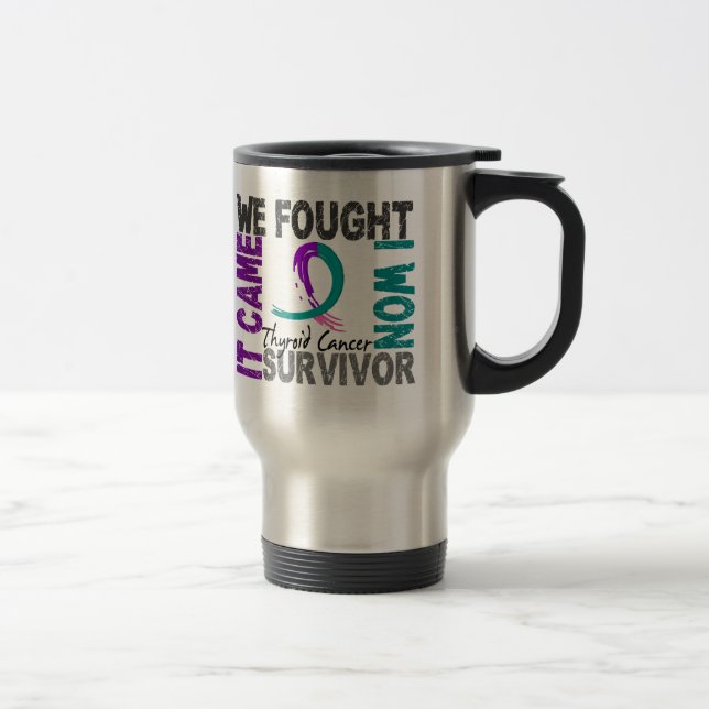Survivor 5 Thyroid Cancer Travel Mug (Right)