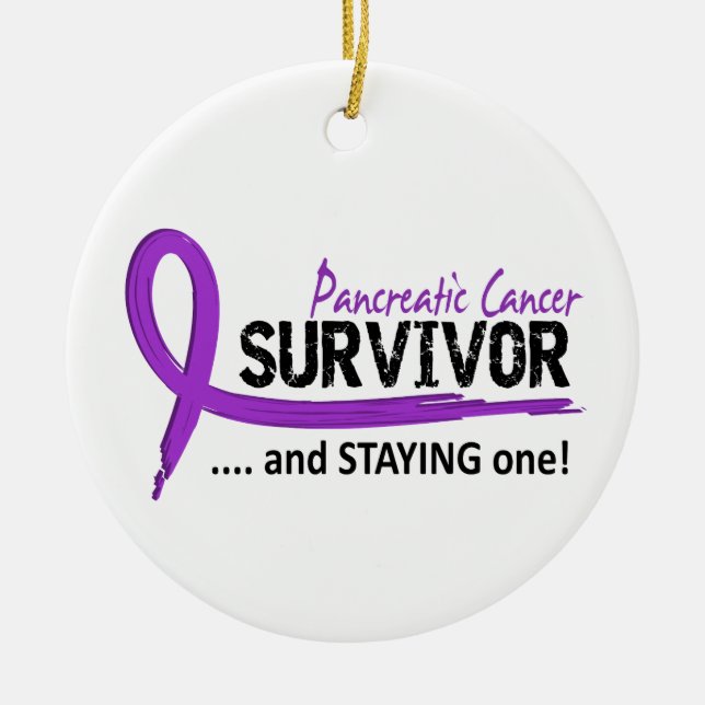 Survivor 8 Pancreatic Cancer Ceramic Tree Decoration (Front)