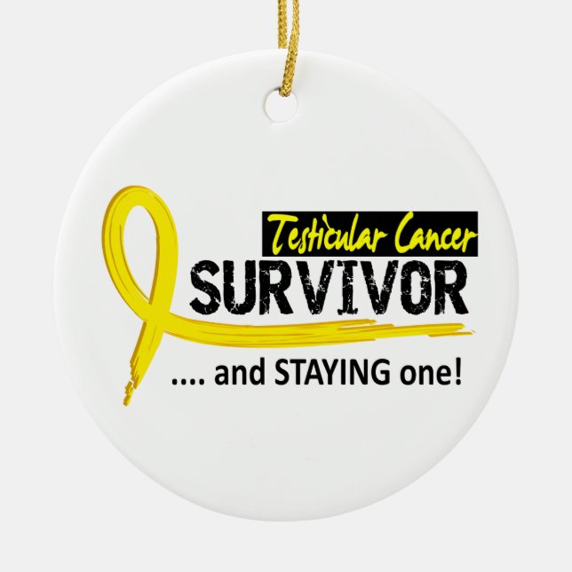 Survivor 8 Testicular Cancer Ceramic Tree Decoration (Front)