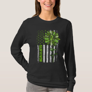 Survivor American Flag Sunflower Lymphoma Awarenes T-Shirt