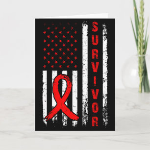 Survivor And Win Heart Disease American Flag Aware Card