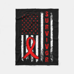 Survivor And Win Heart Disease American Flag Aware Fleece Blanket