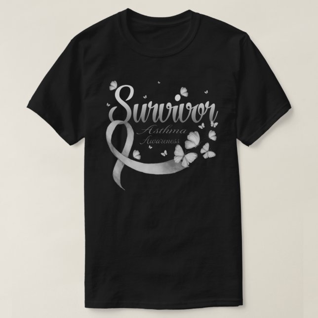 Survivor Asthma Awareness Butterfly T-Shirt (Design Front)