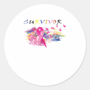 Survivor Birds Breast Cancer Awareness Classic Round Sticker