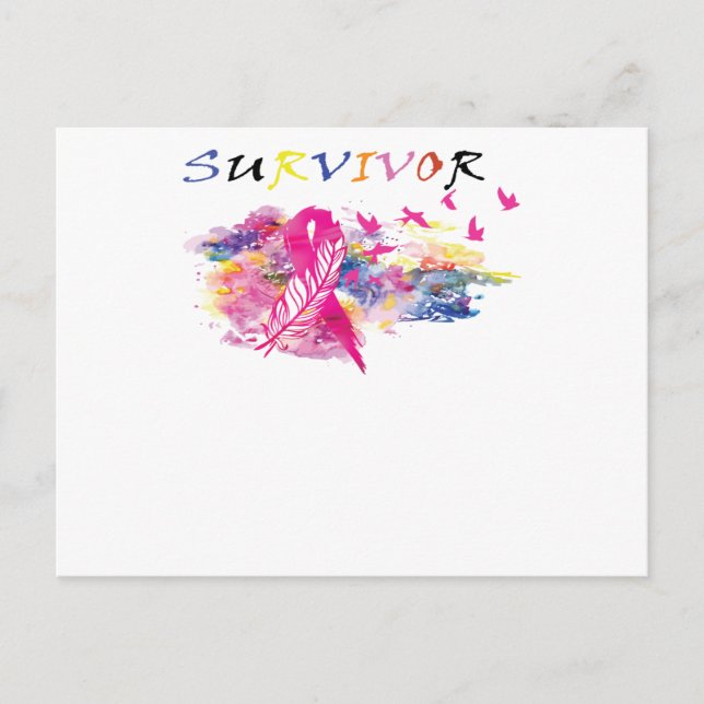 Survivor Birds Breast Cancer Awareness Invitation Postcard (Front)