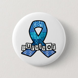 Survivor Blue Ribbon 6 Cm Round Badge