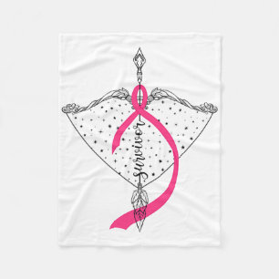 Survivor Bow Arrow Warrior Hope Pink Ribbon Breast Fleece Blanket