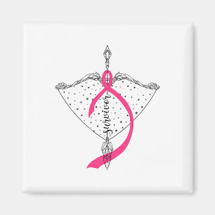 Survivor Bow Arrow Warrior Hope Pink Ribbon Breast Magnet