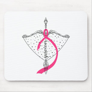 Survivor Bow Arrow Warrior Hope Pink Ribbon Breast Mouse Mat