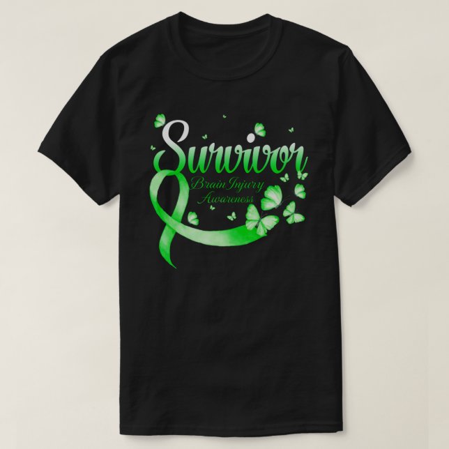 Survivor Brain Injury Awareness Butterfly T-Shirt (Design Front)