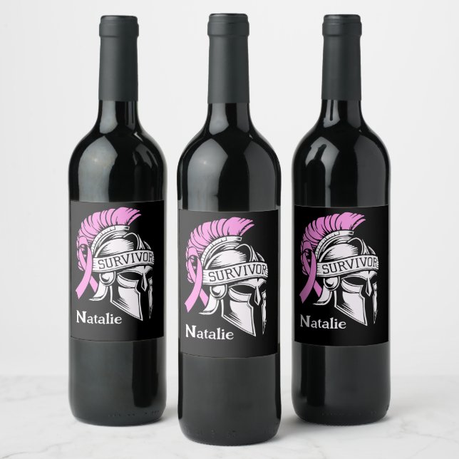 Survivor Breast Cancer  Wine Label (Bottles)