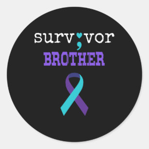 Survivor Brother Semicolon Gift Suicide Prevention Classic Round Sticker