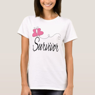 Survivor Butterfly Ribbon Breast Cancer T-Shirt