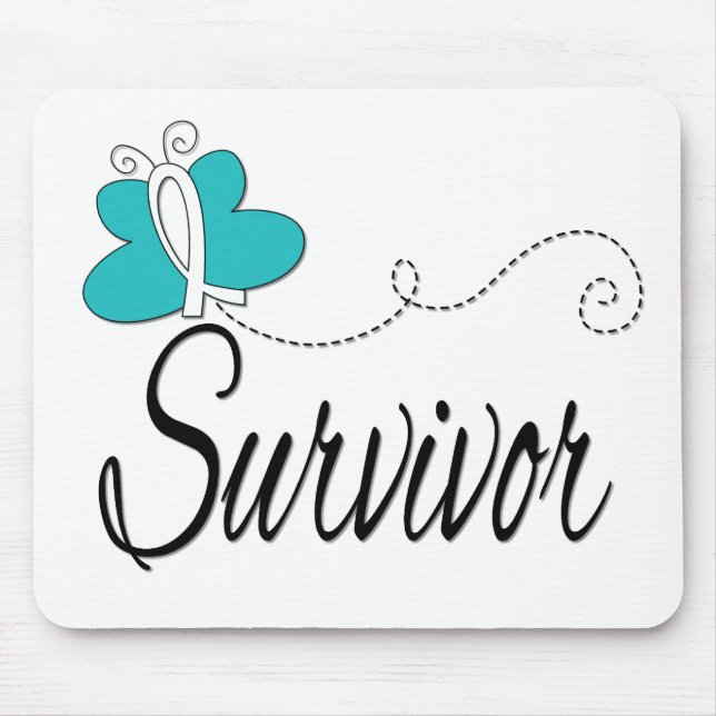 Survivor Butterfly Ribbon Cervical Cancer Mouse Mat (Front)