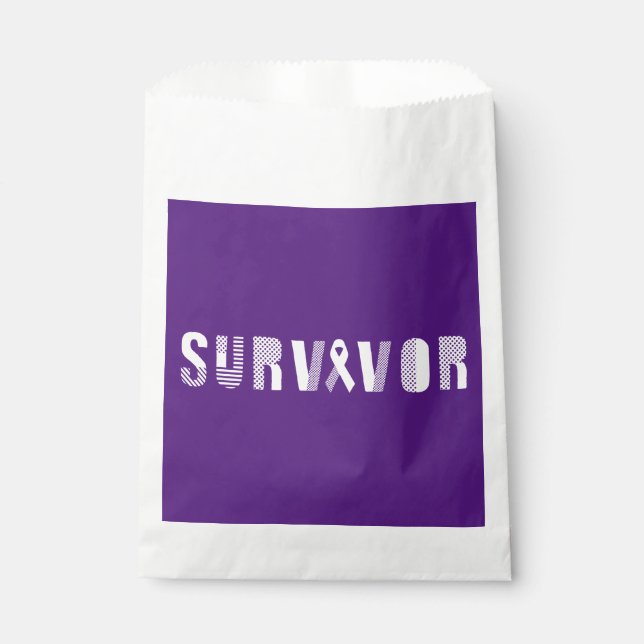 Survivor Cancer Ribbon Inspirational Motivational Favour Bags (Front)