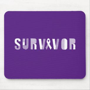 Survivor Cancer Ribbon Inspirational Motivational Mouse Mat