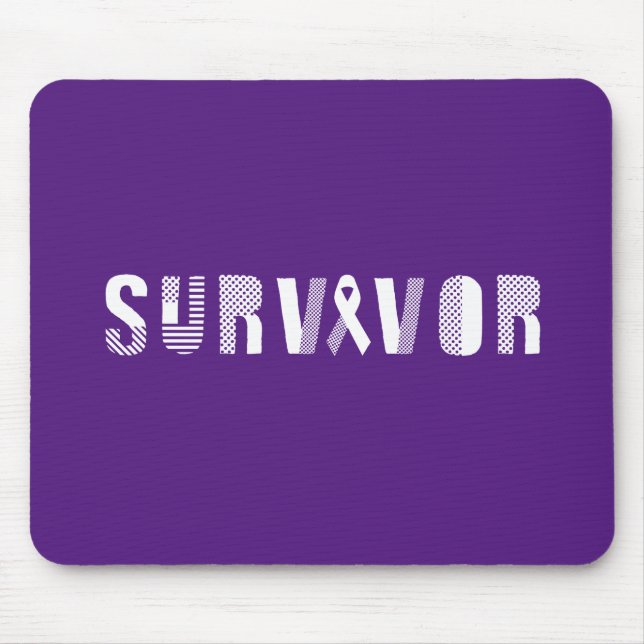 Survivor Cancer Ribbon Inspirational Motivational Mouse Mat (Front)