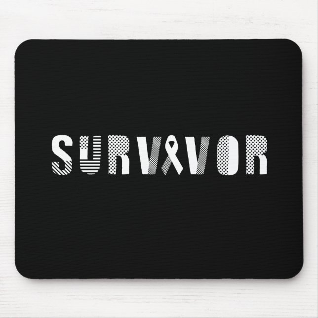 Survivor Cancer Ribbon Inspirational Motivational Mouse Mat (Front)