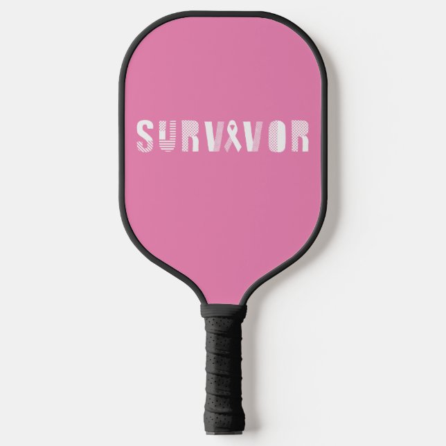 Survivor Cancer Ribbon Inspirational Motivational Pickleball Paddle (Front)