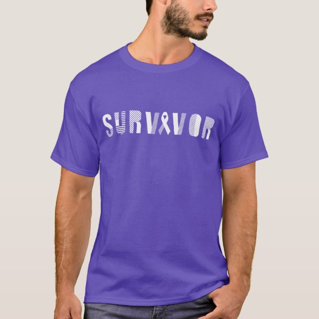 Survivor Cancer Ribbon Inspirational Motivational T-Shirt (Front)