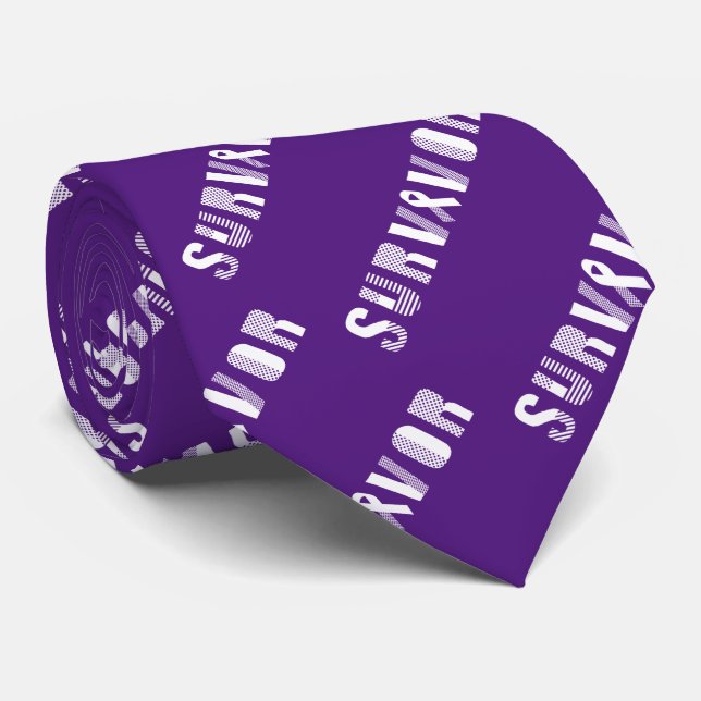 Survivor Cancer Ribbon Inspirational Motivational Tie (Rolled)