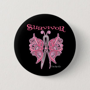 Survivor Celtic Butterfly - Breast Cancer 6 Cm Round Badge