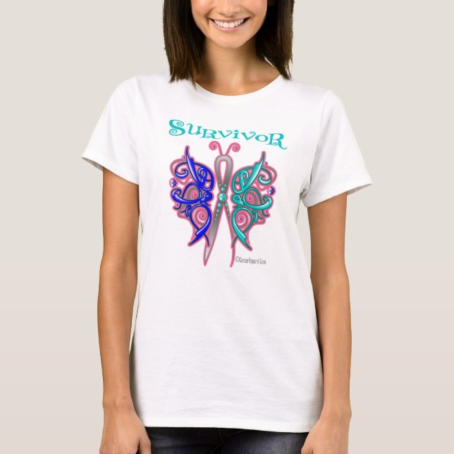 Survivor Celtic Butterfly - Thyroid Cancer T-Shirt (Front)