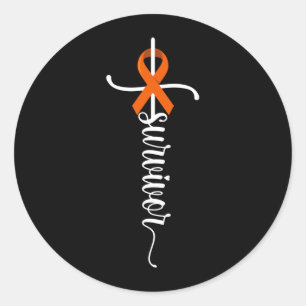 Survivor Christian Cross Warrior Orange Leukaemia Classic Round Sticker