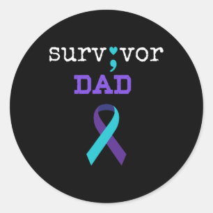 Survivor Dad - Semicolon Gift Suicide Prevention A Classic Round Sticker