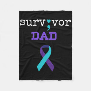 Survivor Dad - Semicolon Gift Suicide Prevention A Fleece Blanket
