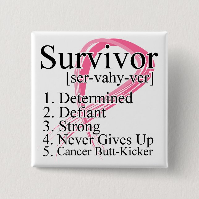 Survivor Definition - Breast Cancer 15 Cm Square Badge (Front)