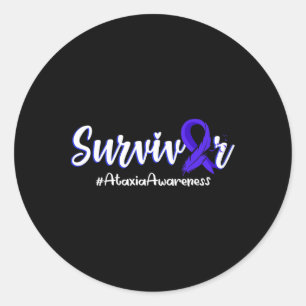 Survivor Feather Ribbon Ataxia Awareness Support G Classic Round Sticker