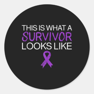 Survivor Fighter Lupus Awareness Month Purple Ribb Classic Round Sticker