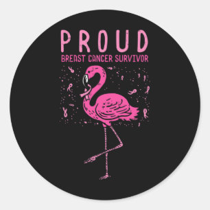 Survivor Flamingo Pink Breast Cancer Awareness Gif Classic Round Sticker