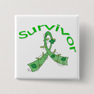 Survivor Flower Ribbon Traumatic Brain Injury 15 Cm Square Badge