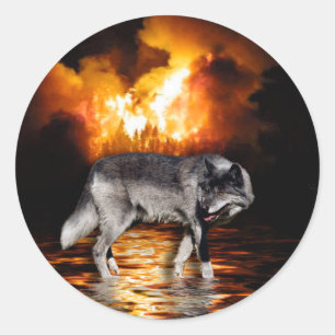 "Survivor" Grey Wolf Gifts Classic Round Sticker