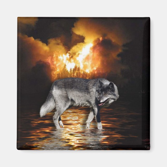 "Survivor" Grey Wolf Gifts Magnet (Front)