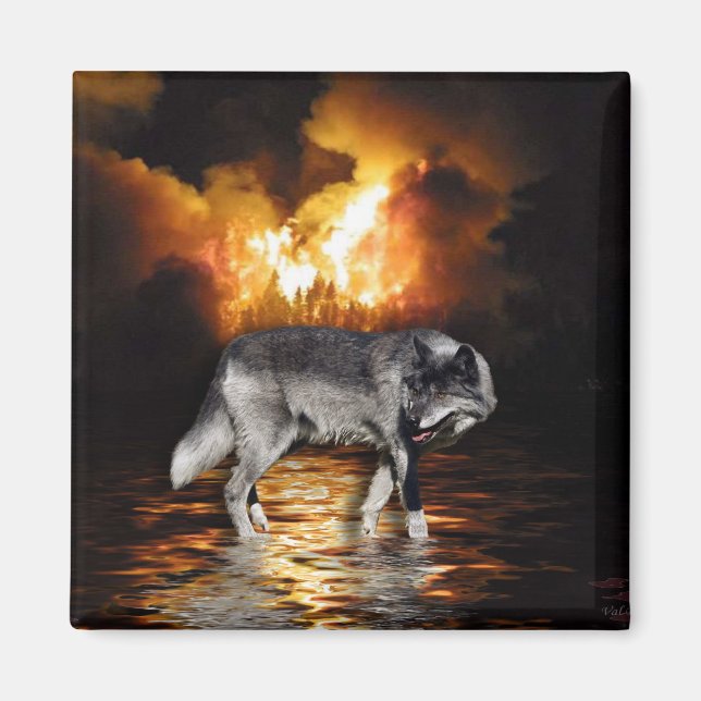 "Survivor" Grey Wolf Magnet (Front)