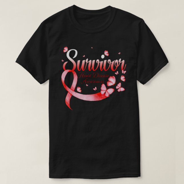 Survivor Heart Disease Awareness Butterfly T-Shirt (Design Front)