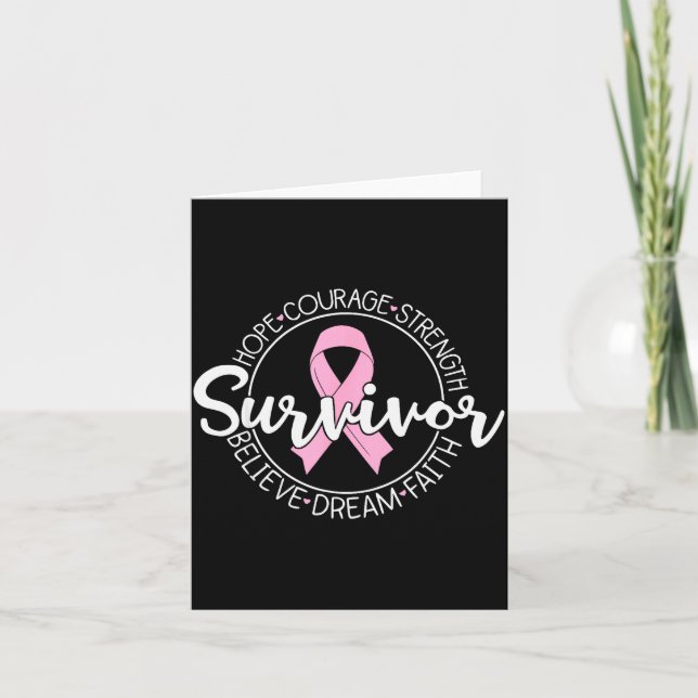 Survivor Hope Courage Strength Believe Dream Faith Card (Front)