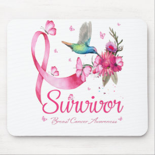 Survivor Hummingbird Ribbon Breast Cancer Mouse Mat