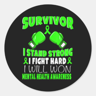 Survivor I Fight Hard Mental Health Awareness Classic Round Sticker
